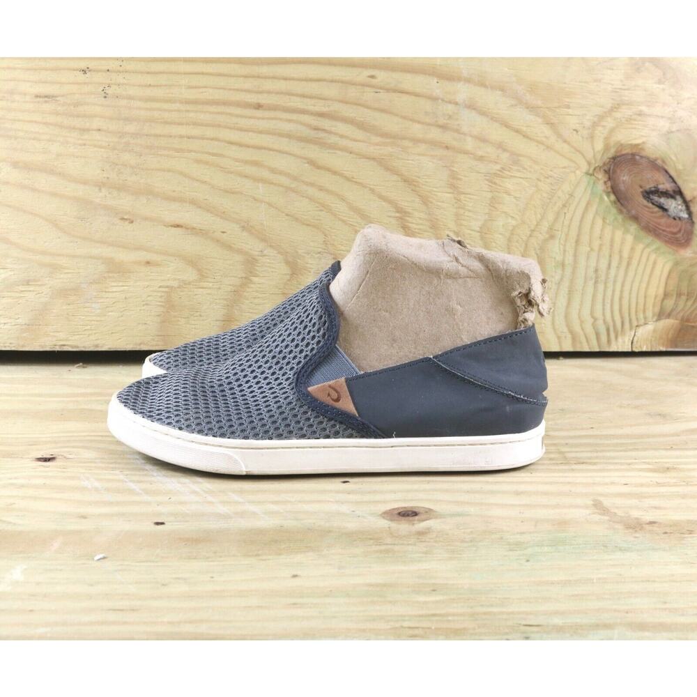 OluKai Womens Shoes PEHUEA Sz 6 Mesh Gray Casual Slip On Flats